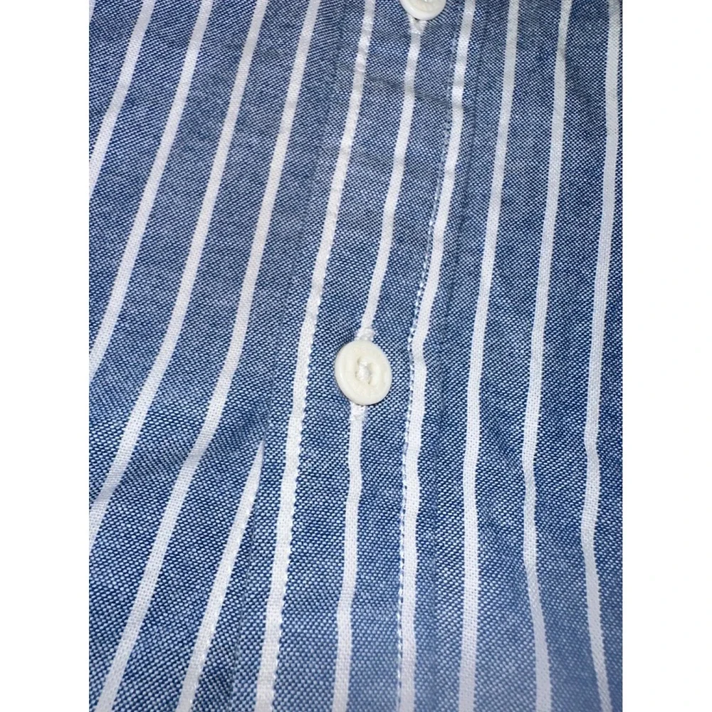 Levis Mens Standard Fit Short Sleeve Striped‎ Button Down Shirt Blue White M